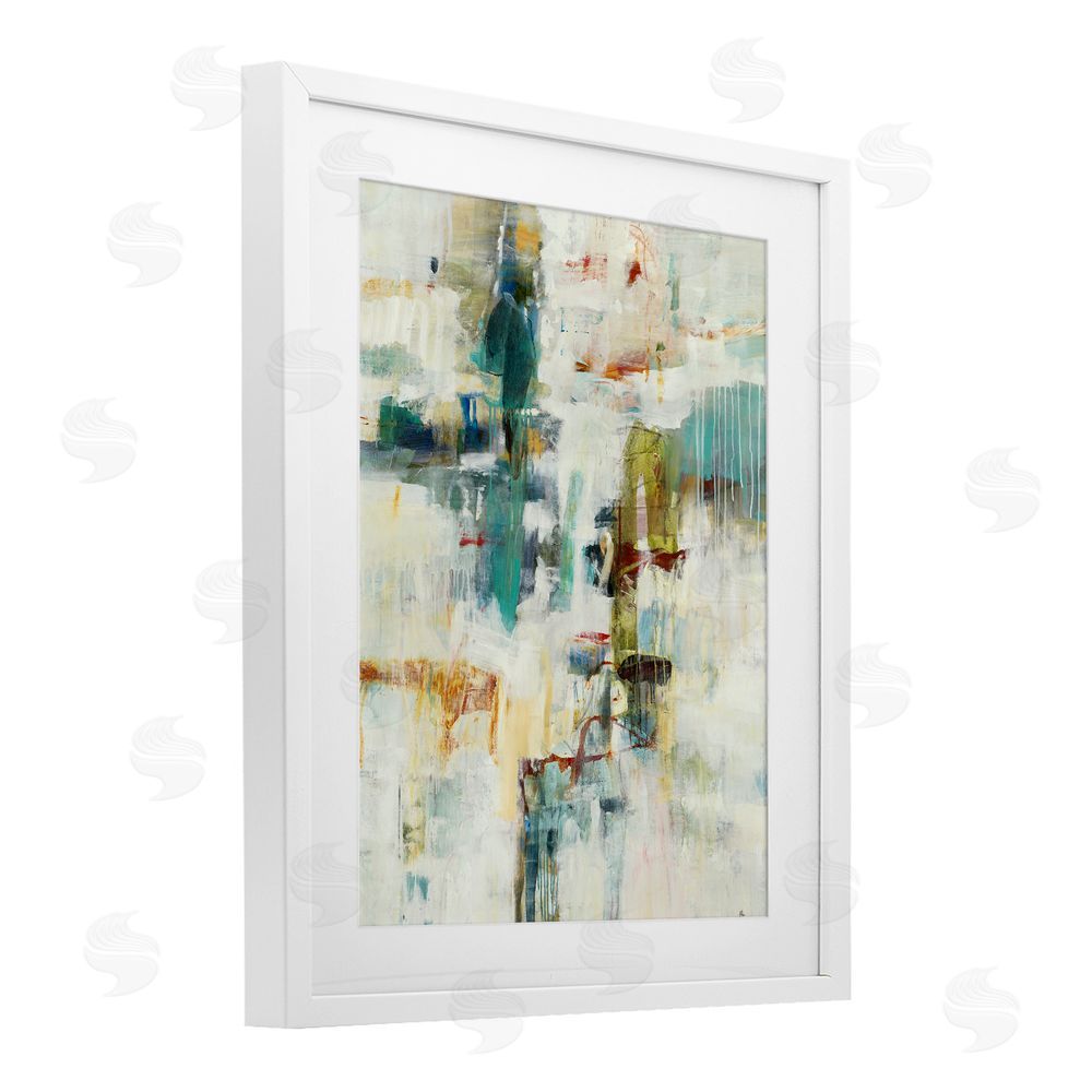 Lisa Ridgers Dynamic Paint Drips White Framed Print Under Glass with Mat Wall Art