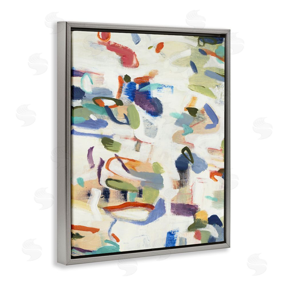 Lisa Ridgers Expressive Composition Brushstrokes Gray Floating Frame Canvas Wall Art