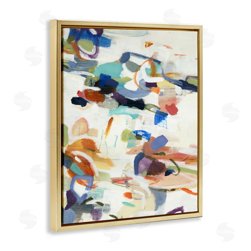 Lisa Ridgers Flowing Stippled Brushstrokes Gold Floating Frame Canvas Wall Art