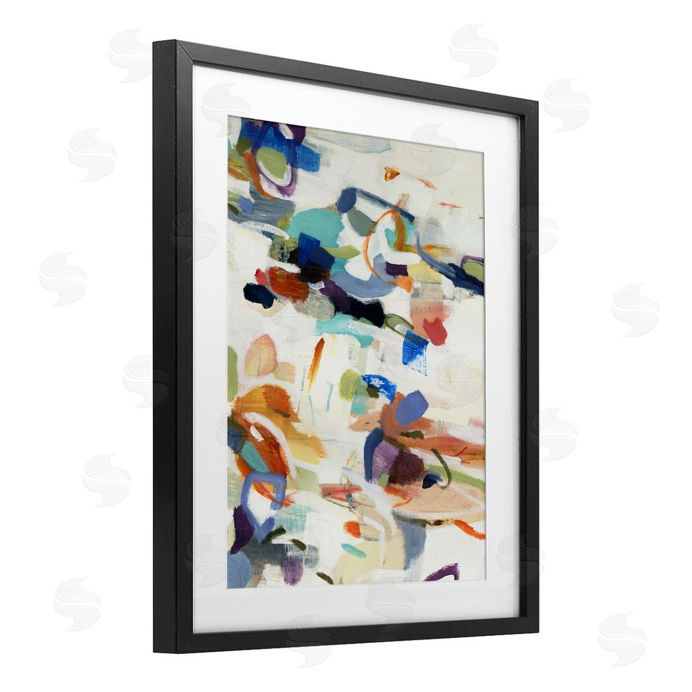 Lisa Ridgers Flowing Stippled Brushstrokes Black Framed Print Under Glass with Mat Wall Art