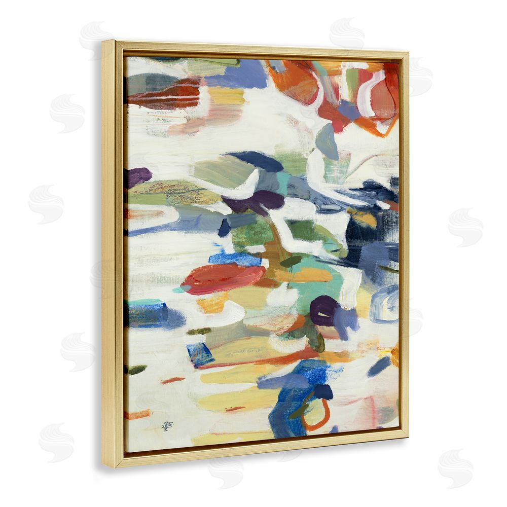 Lisa Ridgers Primary Hued Abstraction Gold Floating Frame Canvas Wall Art Print