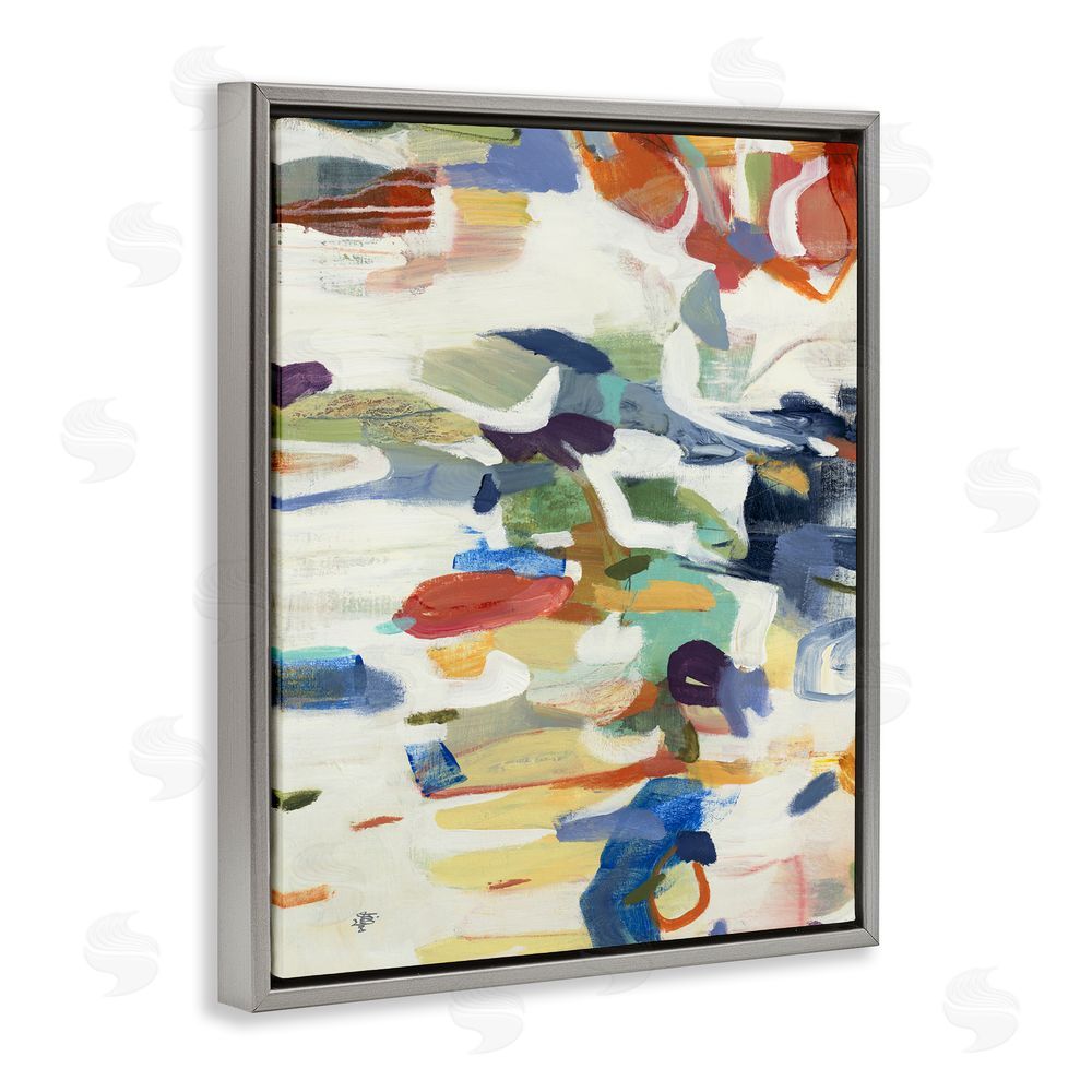 Lisa Ridgers Primary Hued Abstraction Gray Floating Frame Canvas Wall Art Print