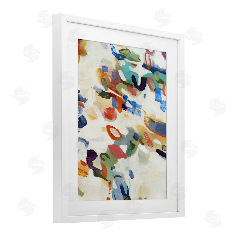 Lisa Ridgers Multihued Expressive Abstract White Framed Print Under Glass with Mat Wall Art