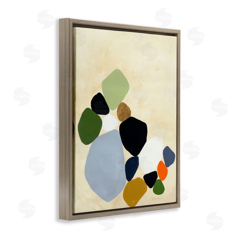 Ruth Fromstein Balanced Shapes Cluster Brown Floating Frame Canvas Wall Art Print