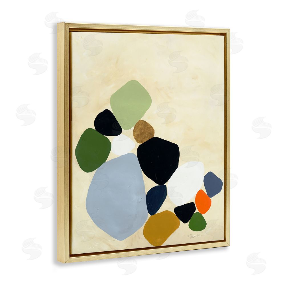 Ruth Fromstein Balanced Shapes Cluster Gold Floating Frame Canvas Wall Art Print