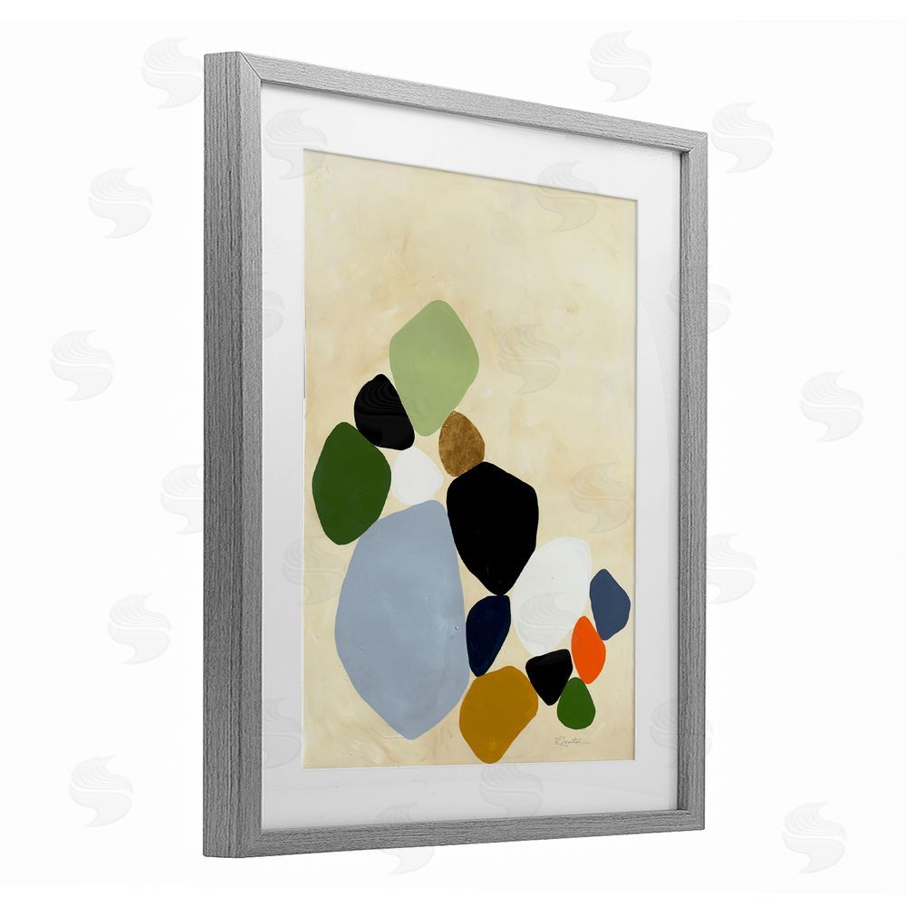 Ruth Fromstein Balanced Shapes Cluster Gray Framed Print Under Glass Wall Art