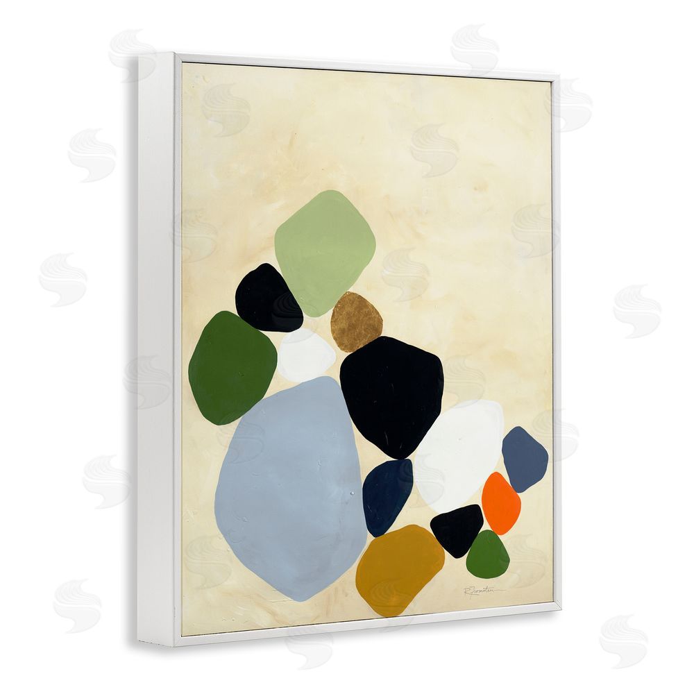Ruth Fromstein Balanced Shapes Cluster White Framed Giclee Wall Art Print
