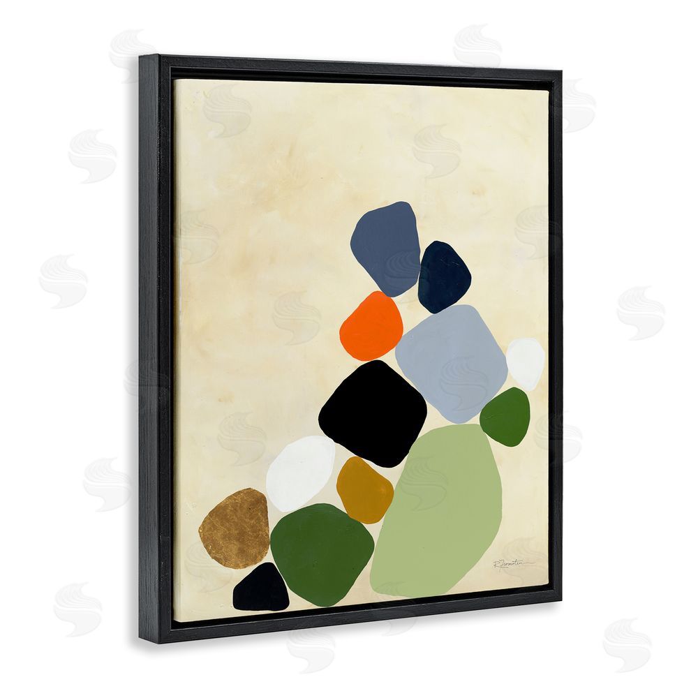 Ruth Fromstein Cluster of Minimal Pebbles Black Floating Frame Canvas Wall Art Print