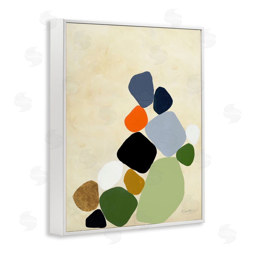 Ruth Fromstein Cluster of Minimal Pebbles White Framed Giclee Wall Art Print