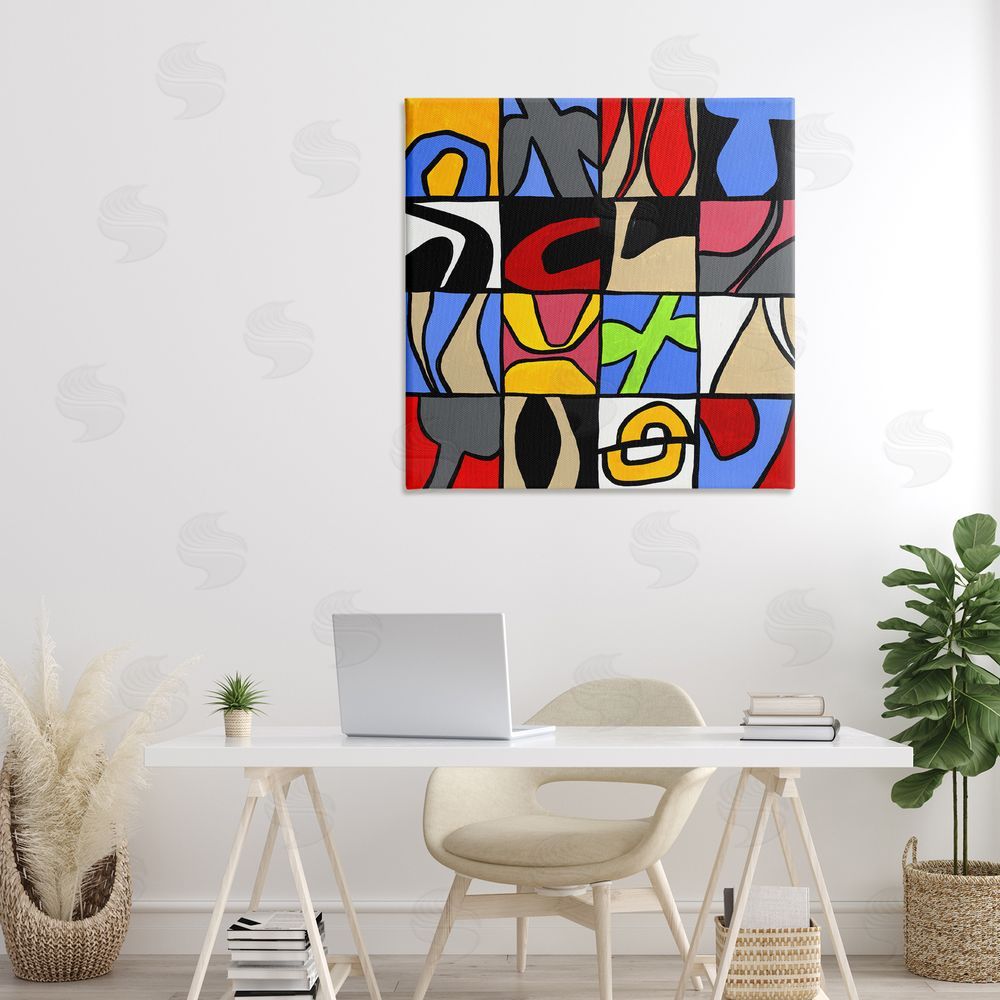 Ruth Fromstein Alternating Contrast Shapes Abstraction Stretched Canvas Wall Art in Room