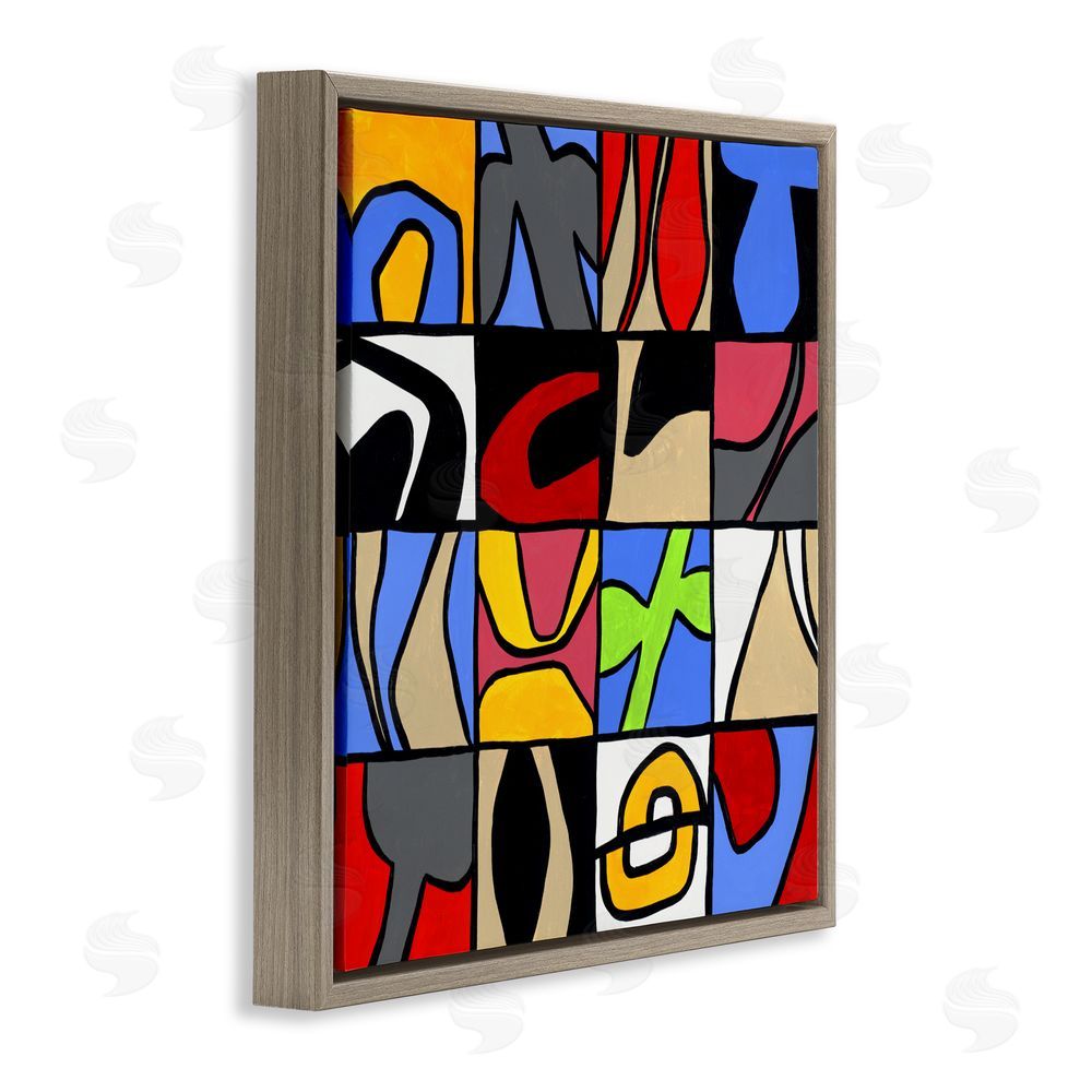 Ruth Fromstein Alternating Contrast Shapes Abstraction Brown Floating Frame Canvas Wall Art Print
