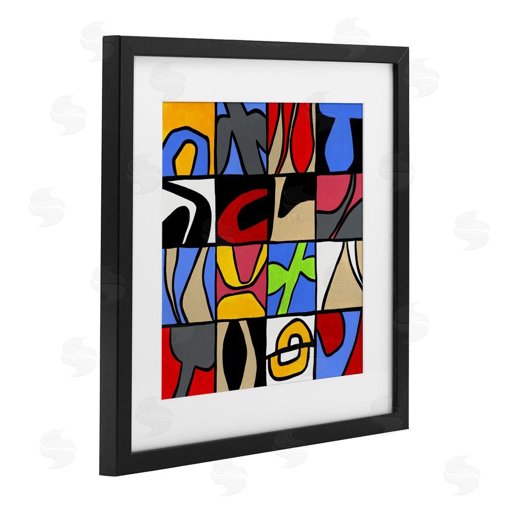 Ruth Fromstein Alternating Contrast Shapes Abstraction Black Framed Print Under Glass Wall Art