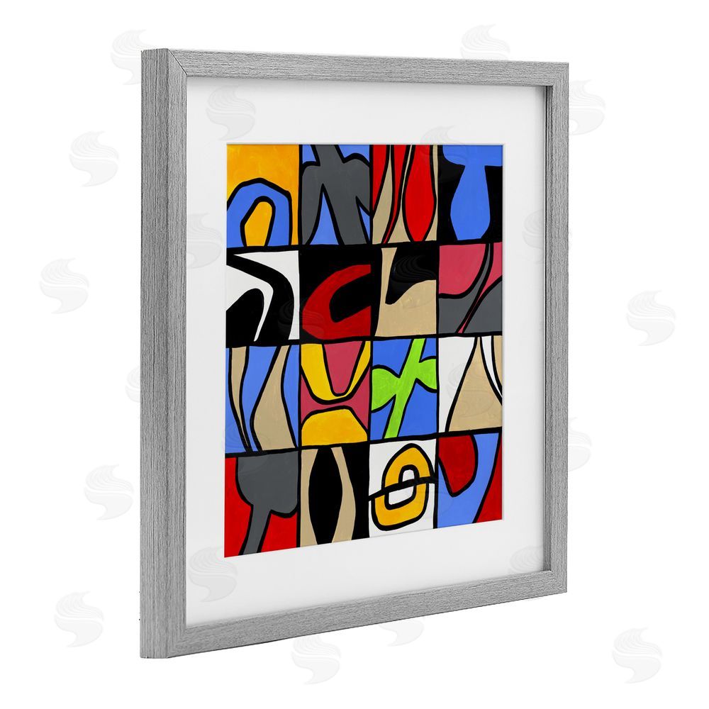 Ruth Fromstein Alternating Contrast Shapes Abstraction Gray Framed Print Under Glass Wall Art