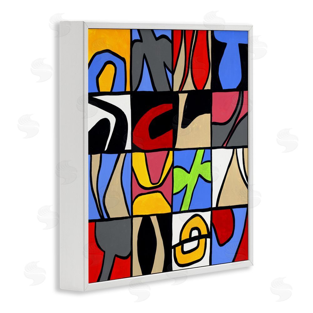 Ruth Fromstein Alternating Contrast Shapes Abstraction White Framed Giclee Wall Art Print