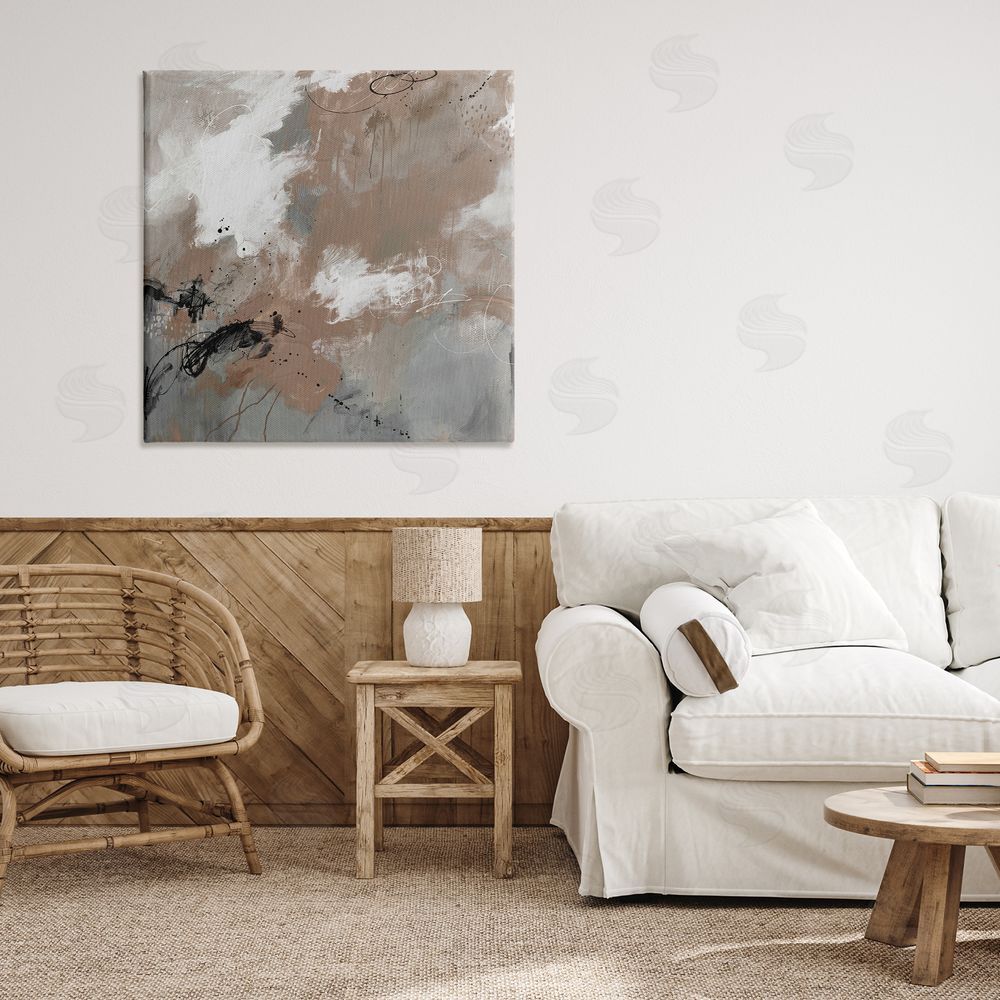 Ruth Fromstein Brown & Grey Brushwork Stretched Canvas Wall Art in Room