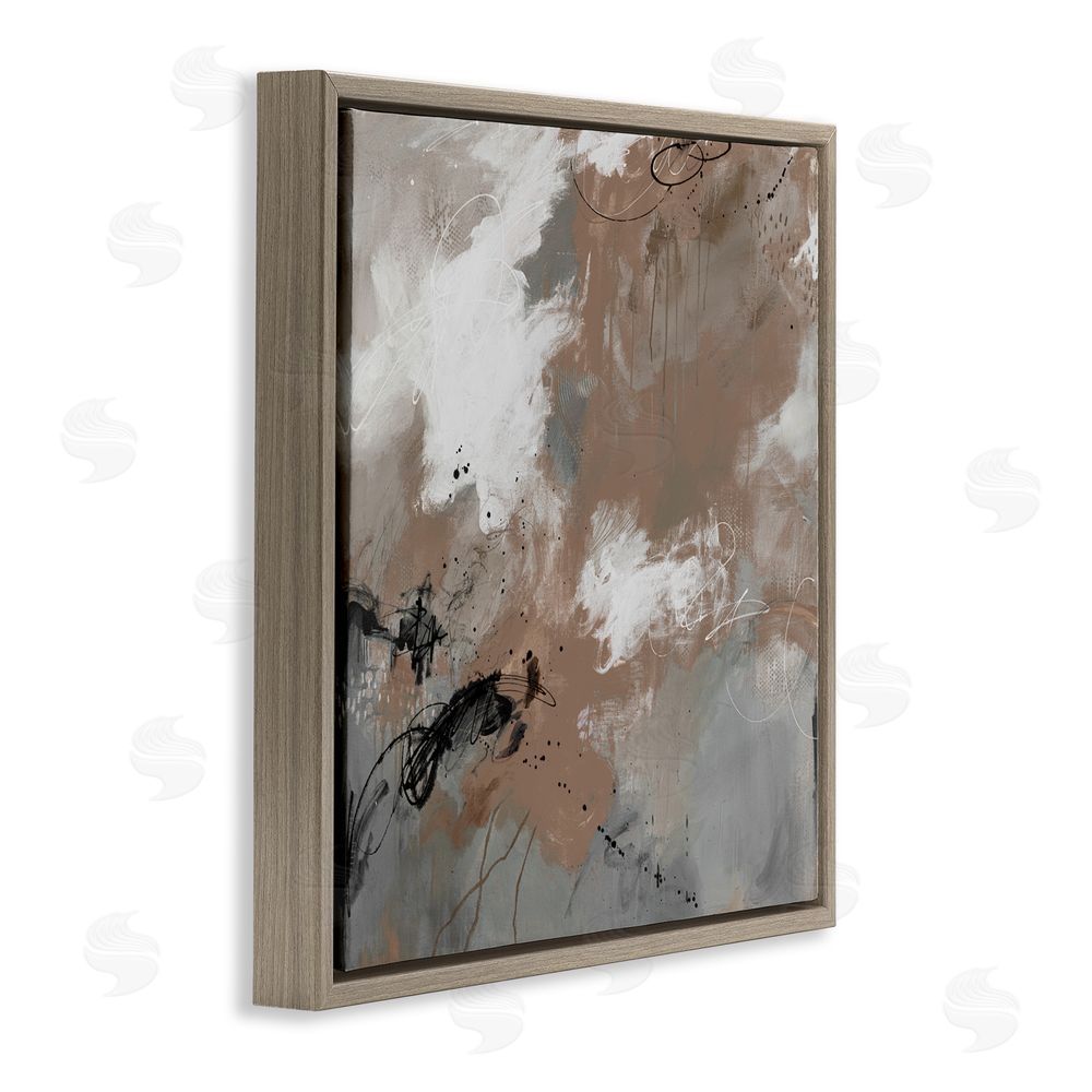Ruth Fromstein Brown & Grey Brushwork Brown Floating Frame Canvas Wall Art Print