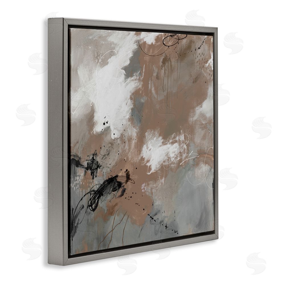 Ruth Fromstein Brown & Grey Brushwork Gray Floating Frame Canvas Wall Art Print