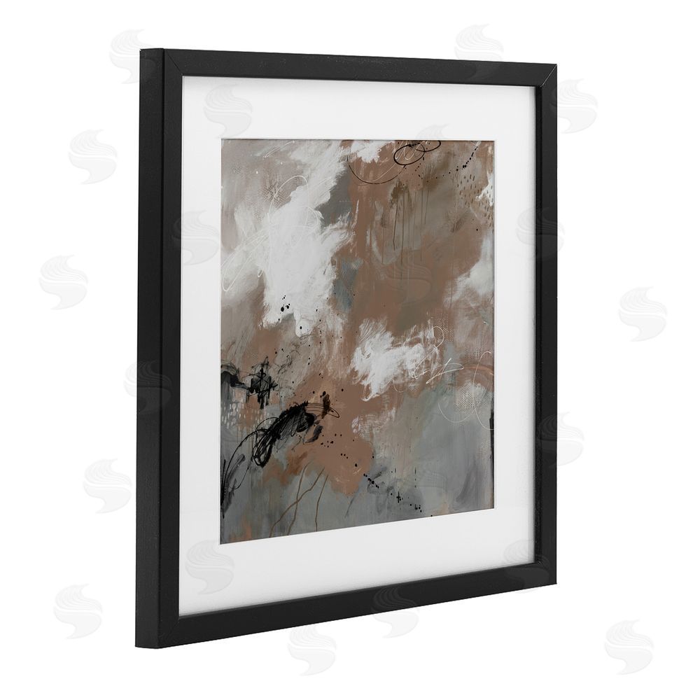 Ruth Fromstein Brown & Grey Brushwork Black Framed Print Under Glass Wall Art