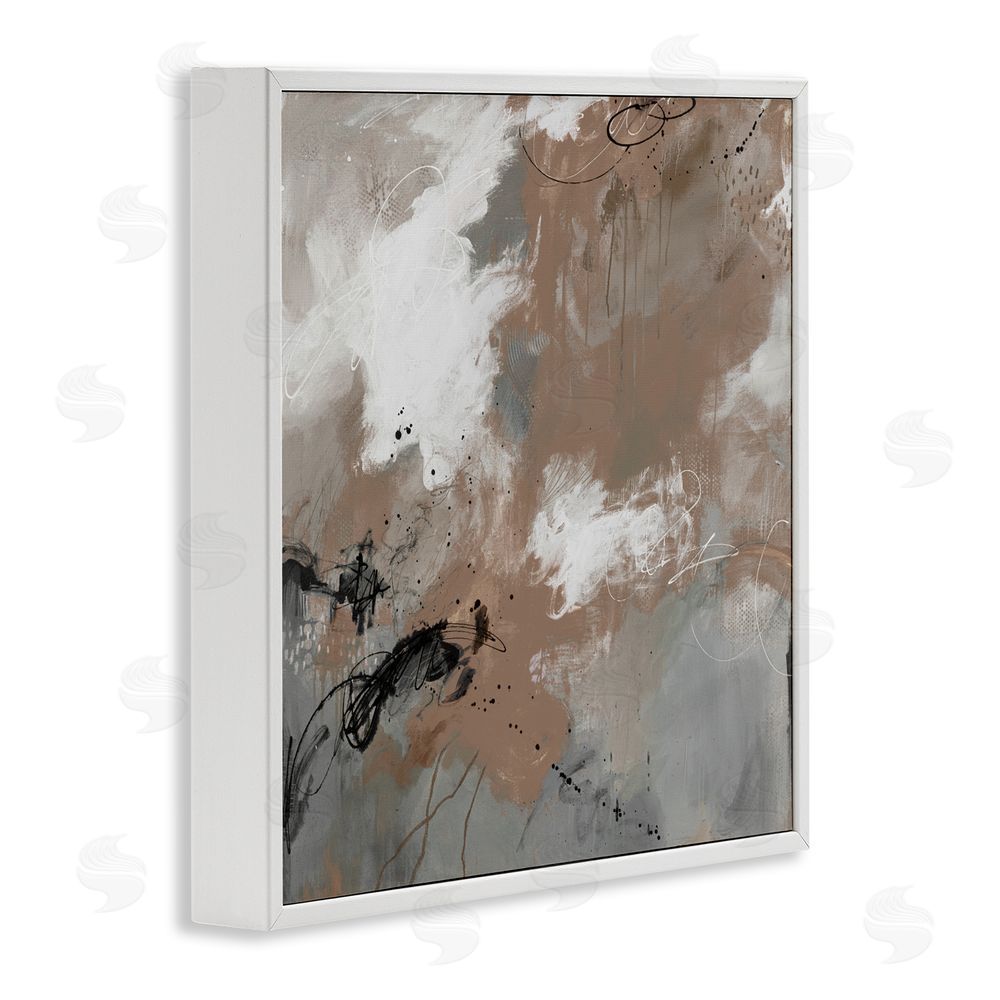 Ruth Fromstein Brown & Grey Brushwork White Framed Giclee Wall Art Print