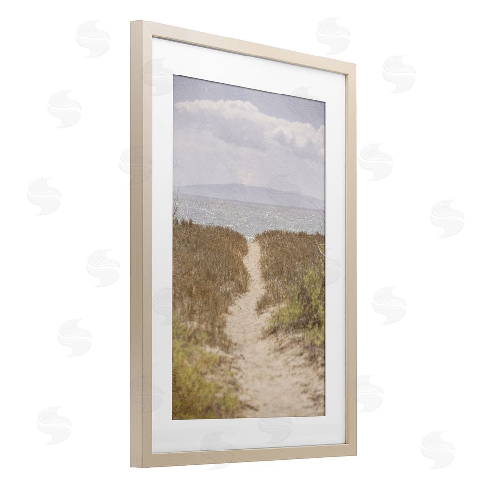 Aaron Matheson Path to Misty Ocean Brown Framed Print Under Glass Wall Art