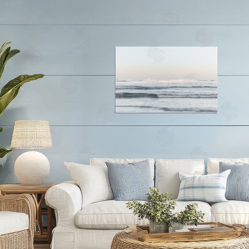 Melissa McClain Serene Ocean Waves Calmness Stretched Canvas Wall Art Print in Room