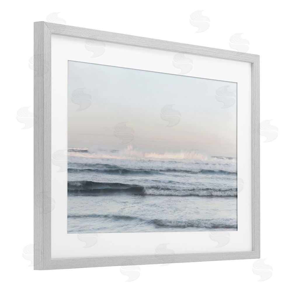 Melissa McClain Serene Ocean Waves Calmness Gray Framed Print Under Glass Wall Art