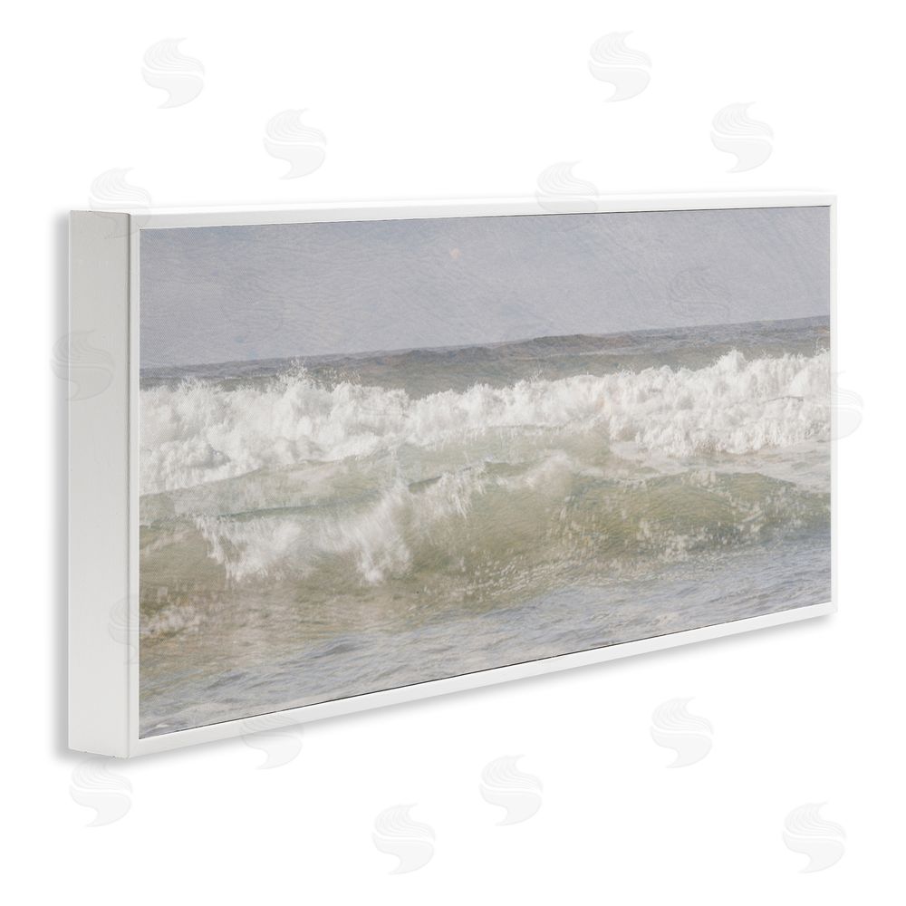 Melissa McClain Panoramic Breaking Waves White Framed Giclee Wall Art Print