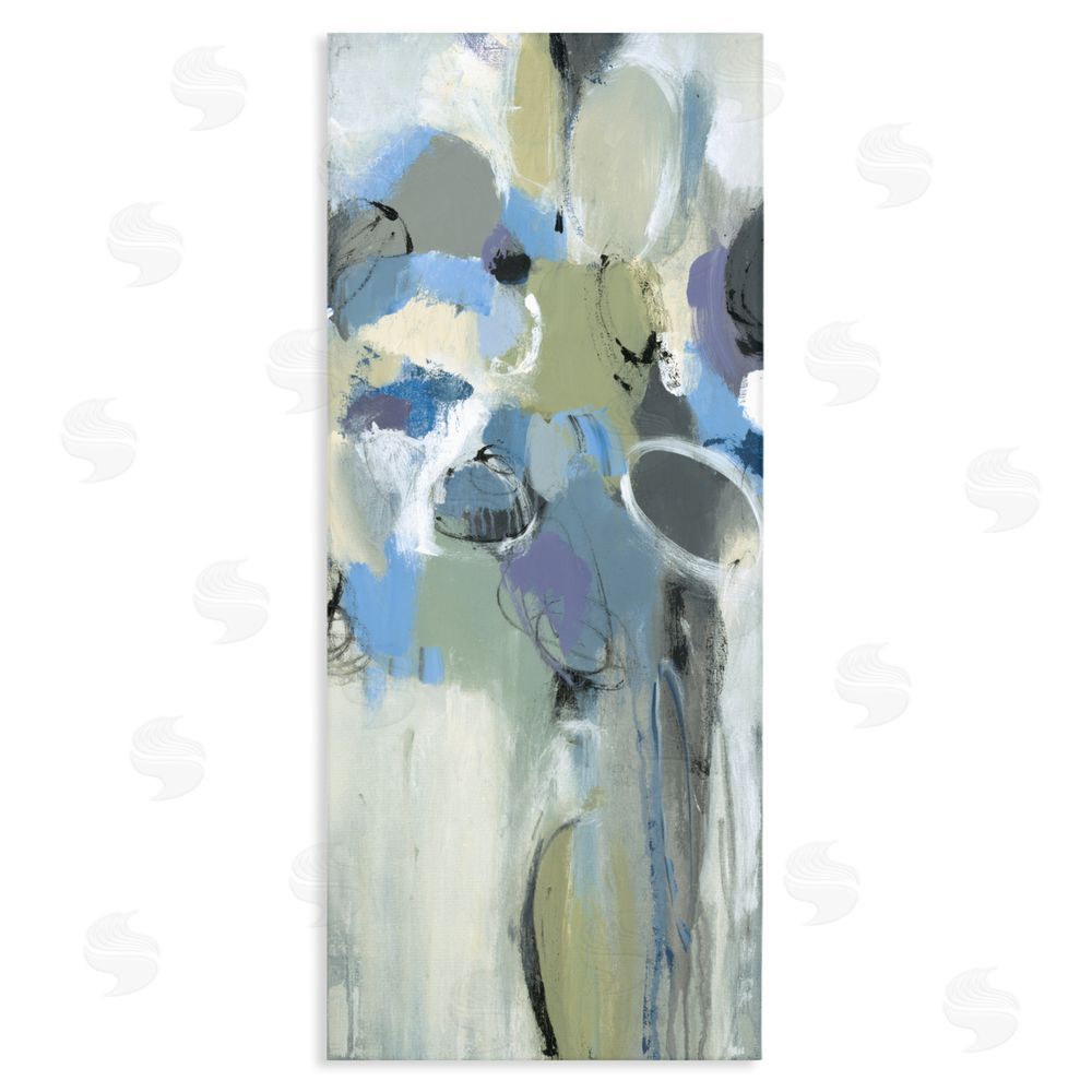 Lisa Ridgers Beige & Blue Abstraction Stretched Canvas Wall Art Print
