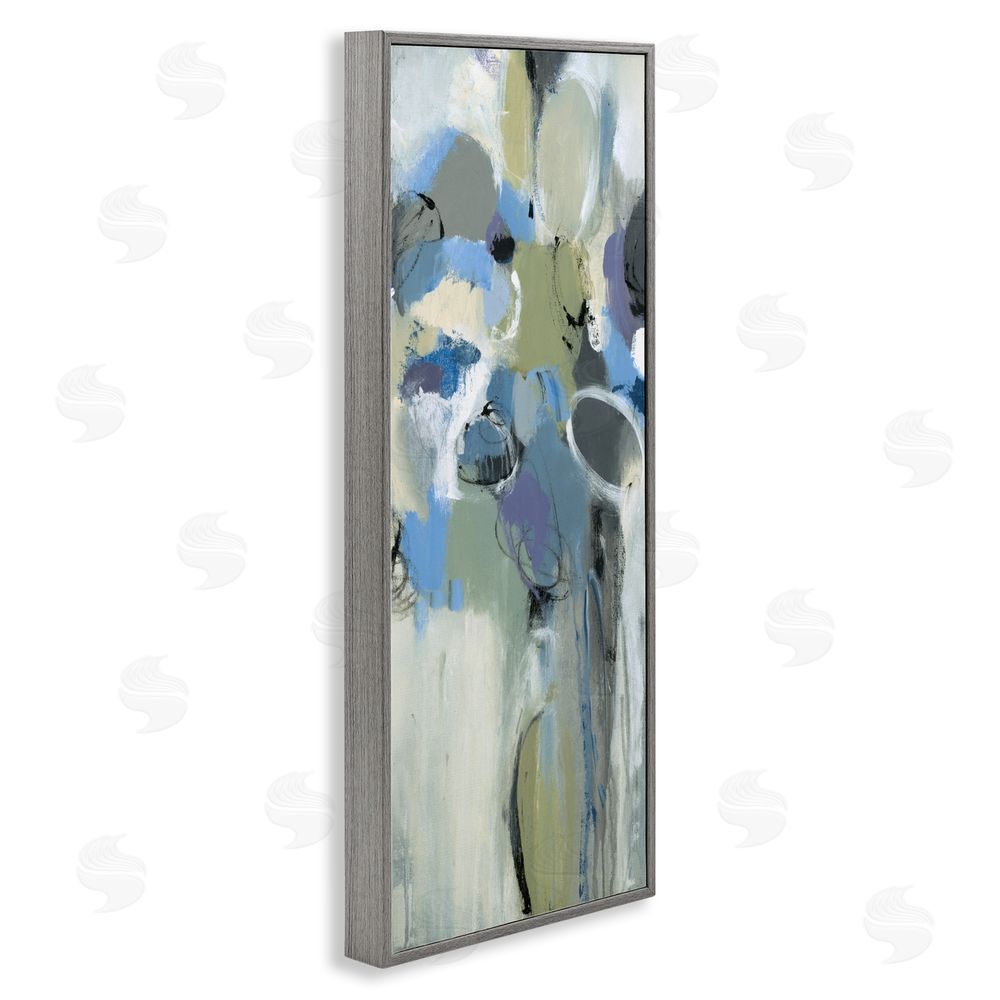 Lisa Ridgers Beige & Blue Abstraction Gray Framed Giclee Wall Art Print
