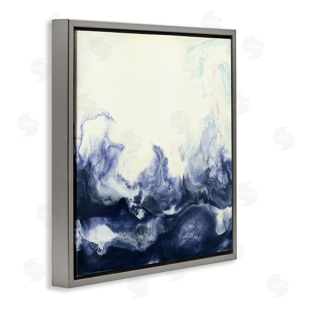 Laura Van Horne Oceanic Fluid Swirl Gray Floating Frame Canvas Wall Art Print