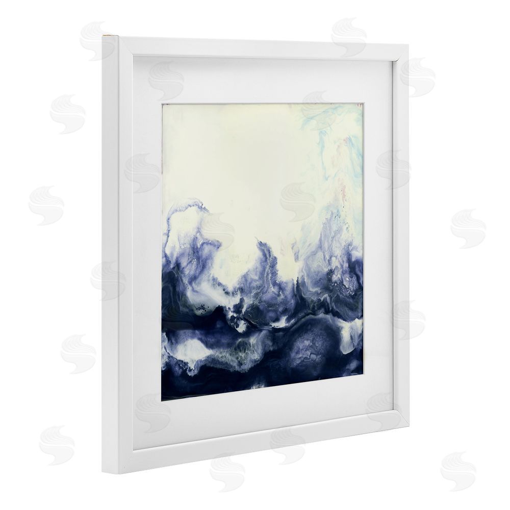 Laura Van Horne Oceanic Fluid Swirl White Framed Print Under Glass Wall Art