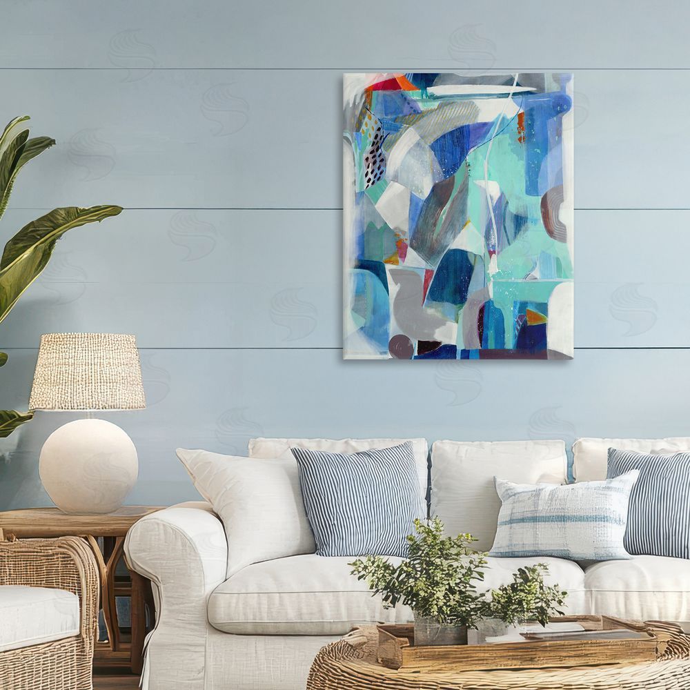 Jill Martin Complex Blue Layers Stretched Canvas Wall Art in Room