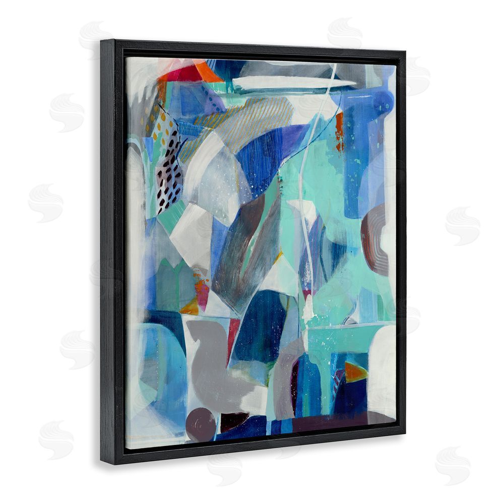 Jill Martin Complex Blue Layers Black Floating Frame Canvas Wall Art Print