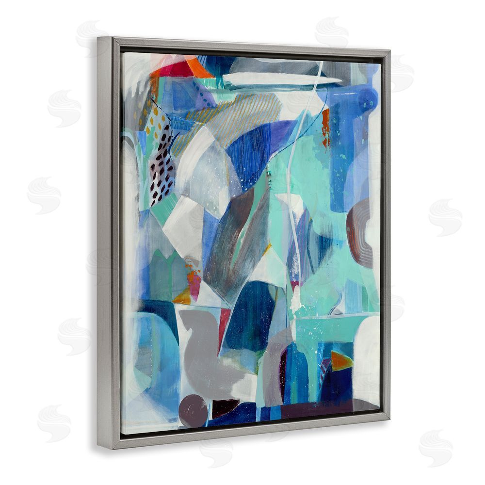 Jill Martin Complex Blue Layers Gray Floating Frame Canvas Wall Art Print