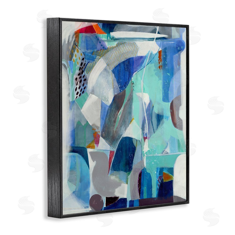 Jill Martin Complex Blue Layers Black Framed Giclee Wall Art Print