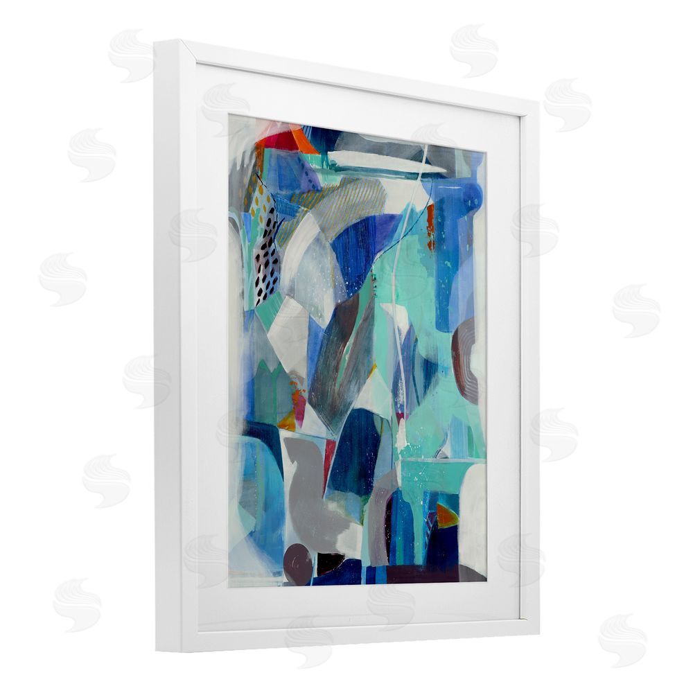 Jill Martin Complex Blue Layers White Framed Print Under Glass Wall Art