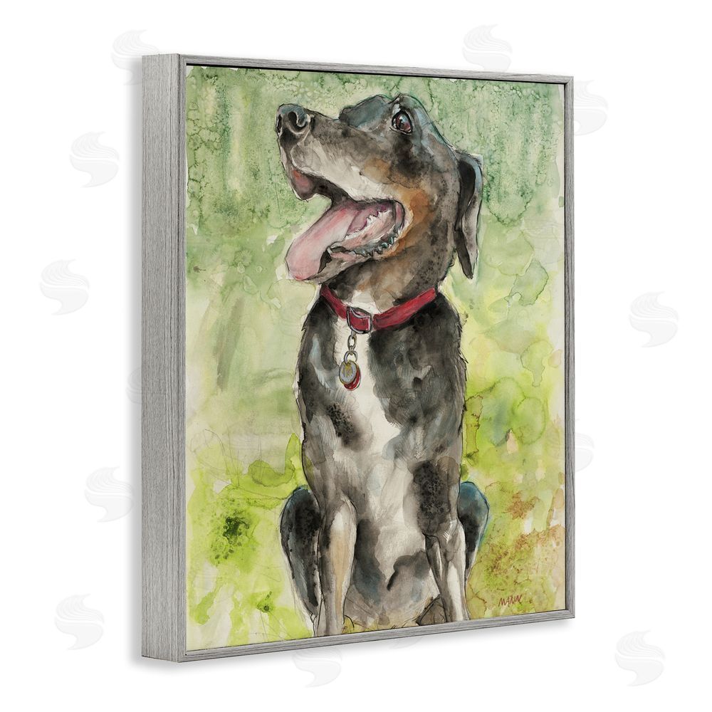 Patti Mann A Dog's Happiness Gray Framed Giclee Wall Art Print