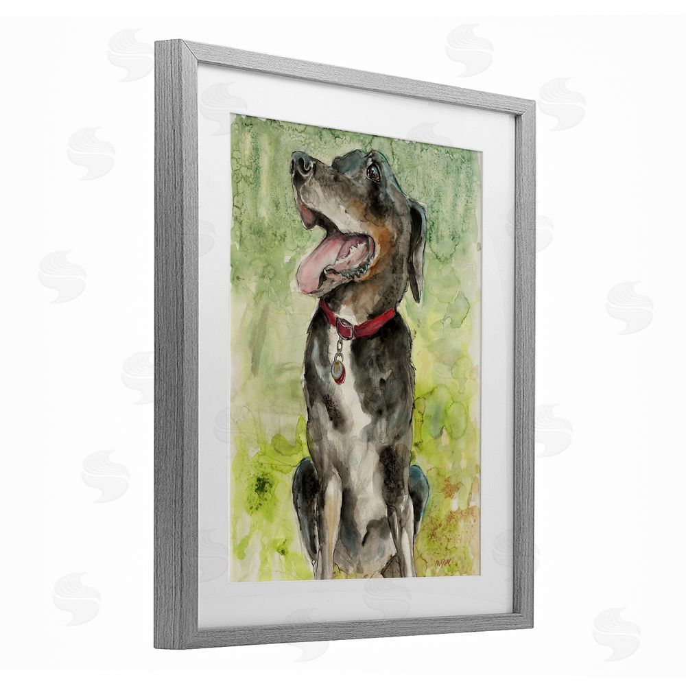Patti Mann A Dog's Happiness Gray Framed Print Under Glass Wall Art