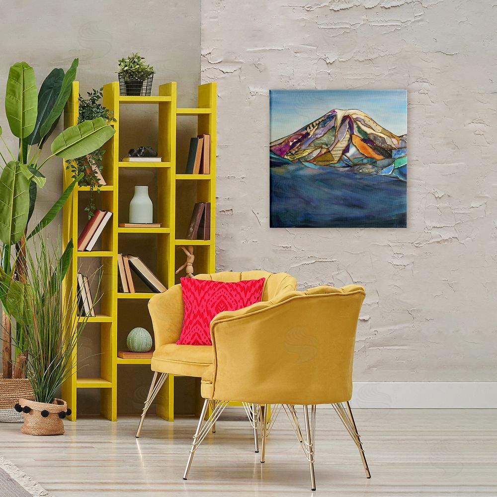Van Horne-Borcherding Collaged Layers Mountain Stretched Canvas Wall Art in Room