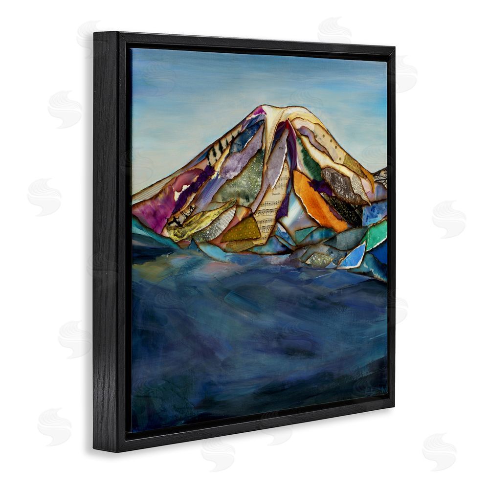 Van Horne-Borcherding Collaged Layers Mountain Black Floating Frame Canvas Wall Art Print