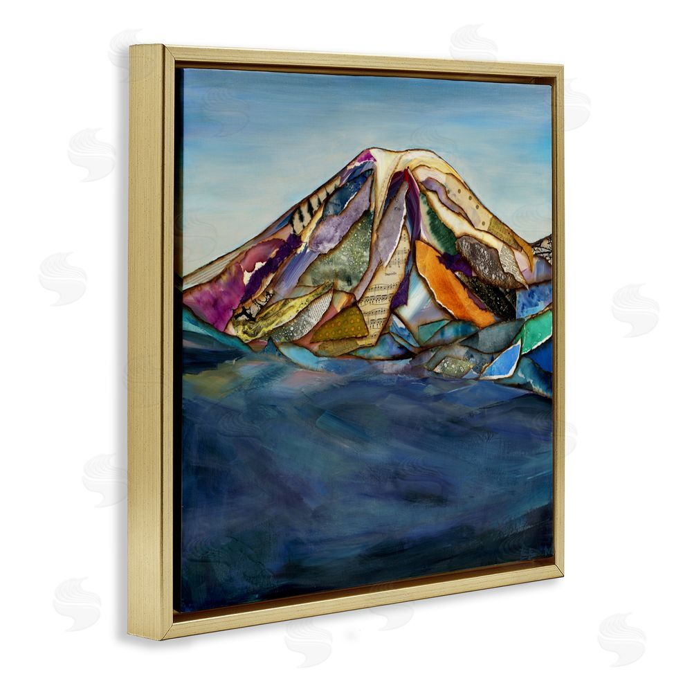 Van Horne-Borcherding Collaged Layers Mountain Gold Floating Frame Canvas Wall Art Print