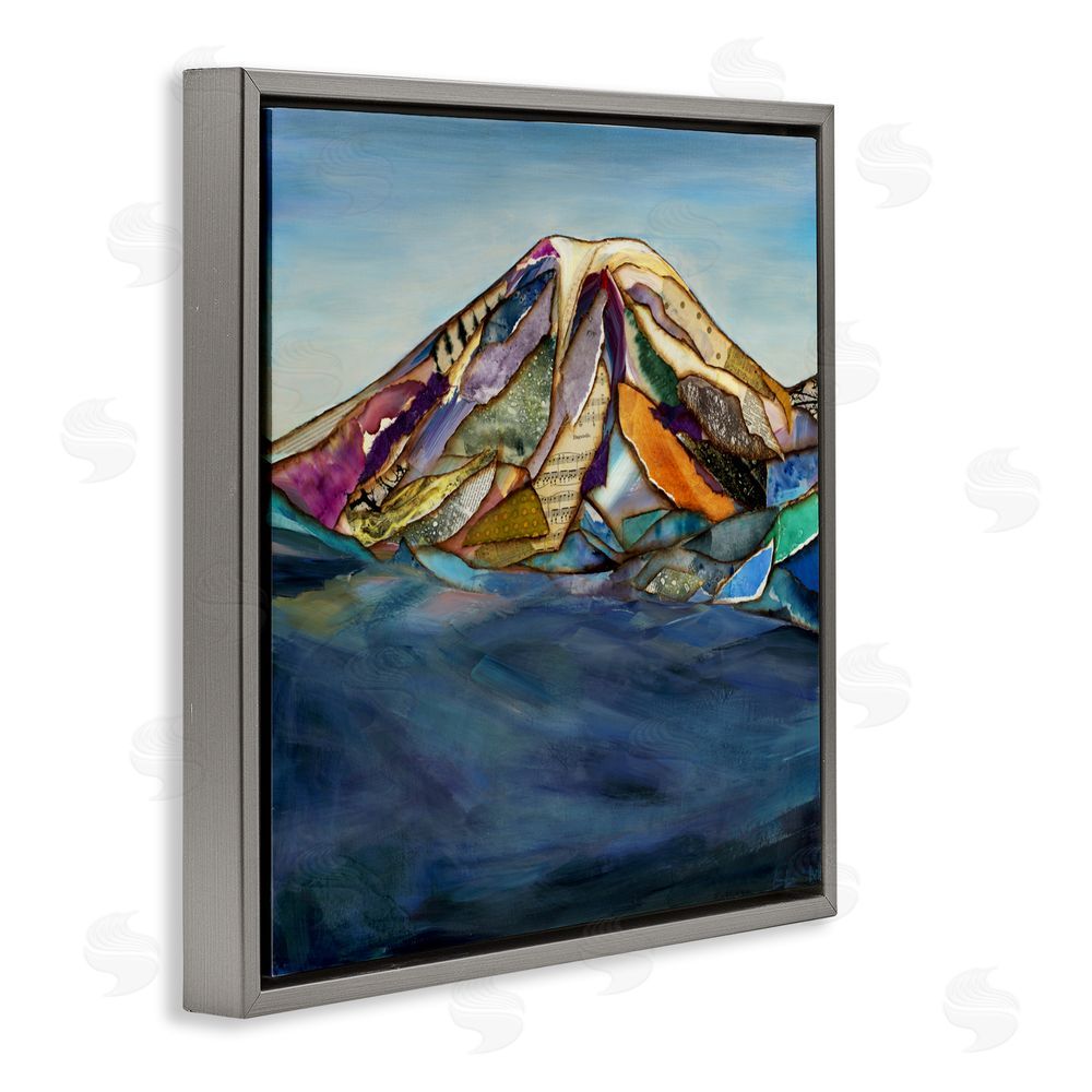 Van Horne-Borcherding Collaged Layers Mountain Gray Floating Frame Canvas Wall Art Print