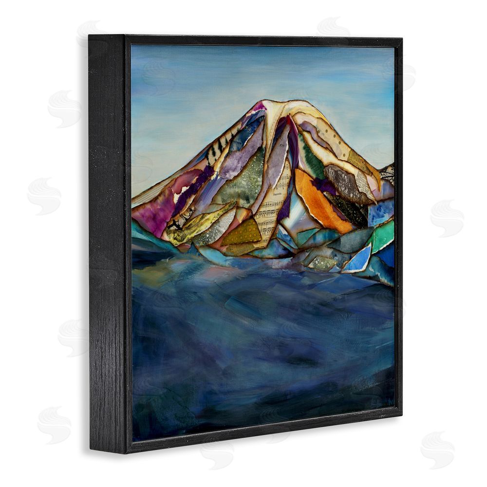 Van Horne-Borcherding Collaged Layers Mountain Black Framed Giclee Wall Art Print