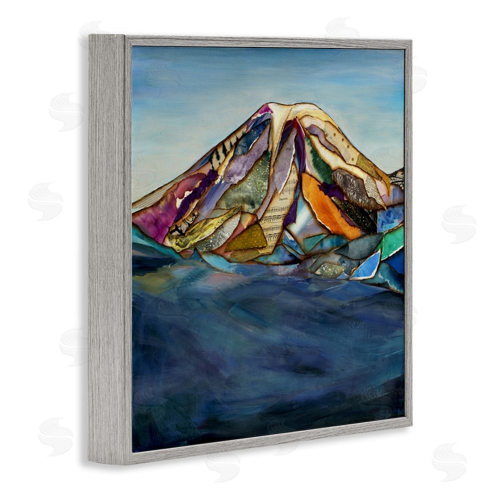 Van Horne-Borcherding Collaged Layers Mountain Gray Framed Giclee Wall Art Print
