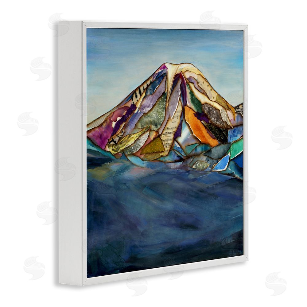 Van Horne-Borcherding Collaged Layers Mountain White Framed Giclee Wall Art Print