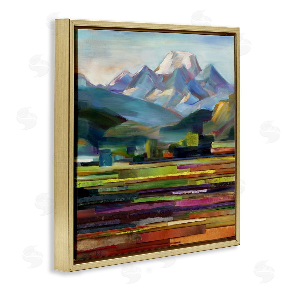 Borcherding Nature's Layers Mountain Scene Gold Floating Frame Canvas Wall Art Print