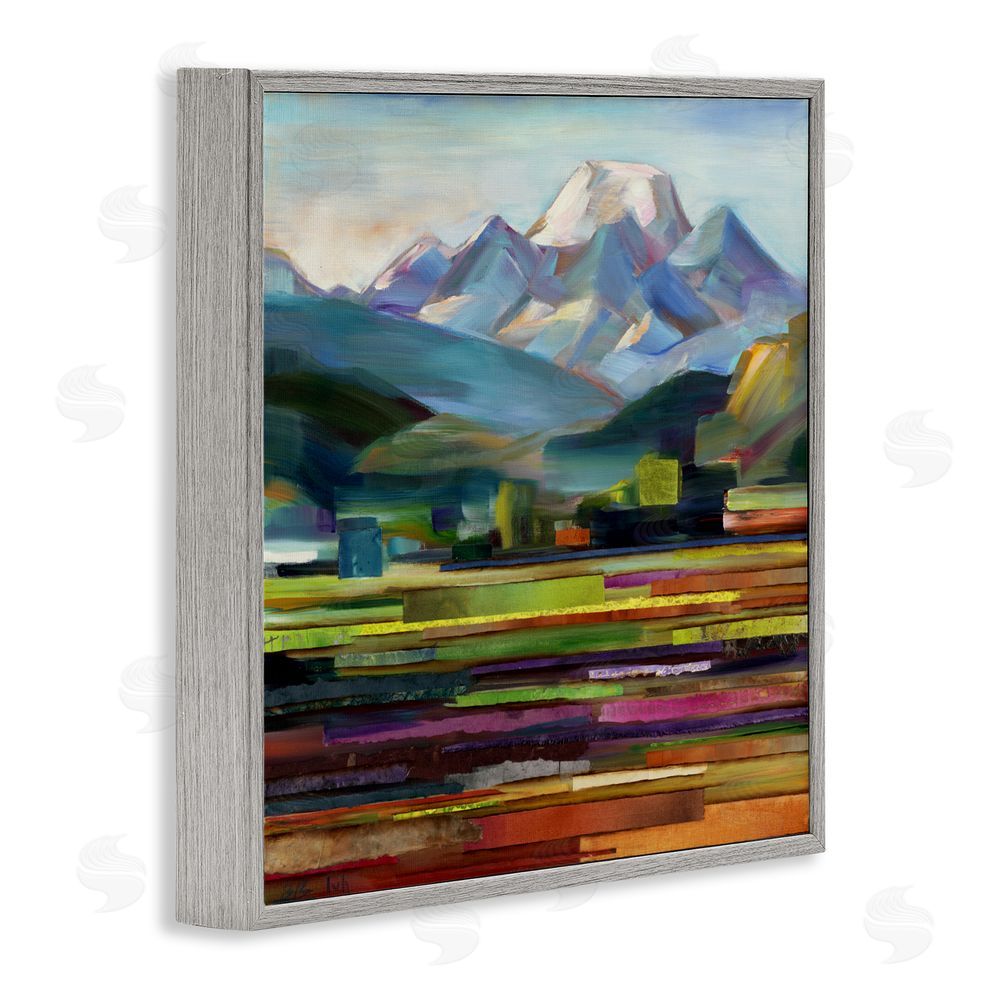 Borcherding Nature's Layers Mountain Scene Gray Framed Giclee Wall Art Print