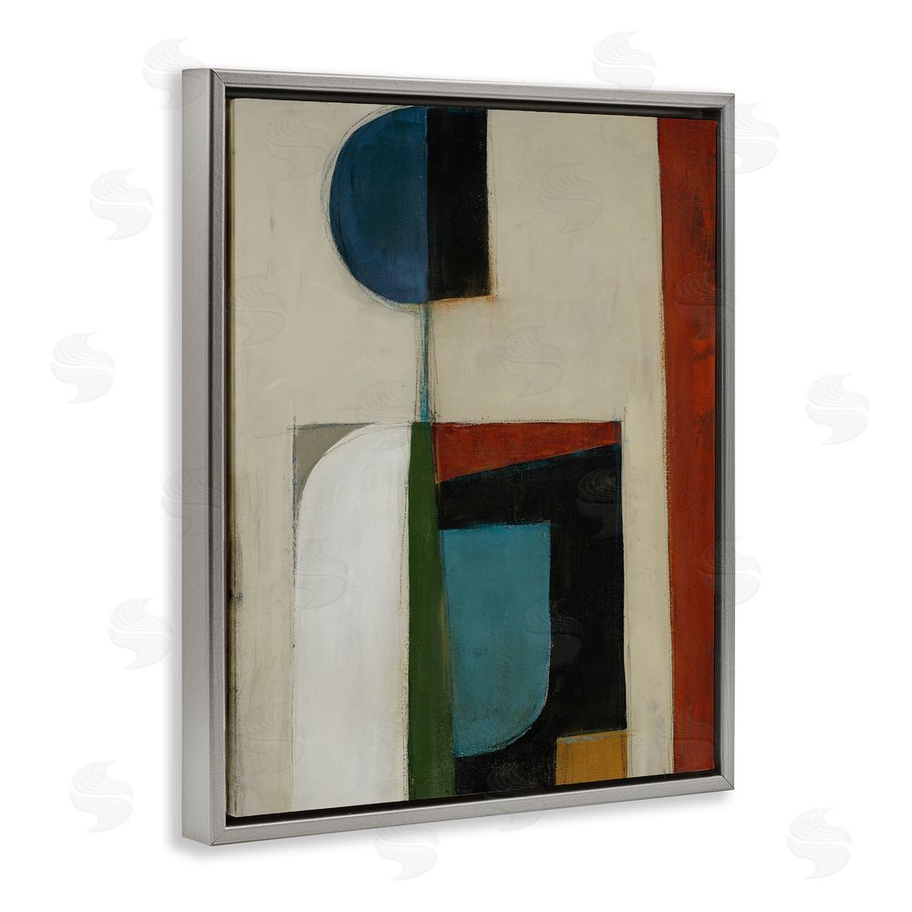 Kippi Leonard Balanced Abstract Structure Gray Floating Frame Canvas Wall Art Print