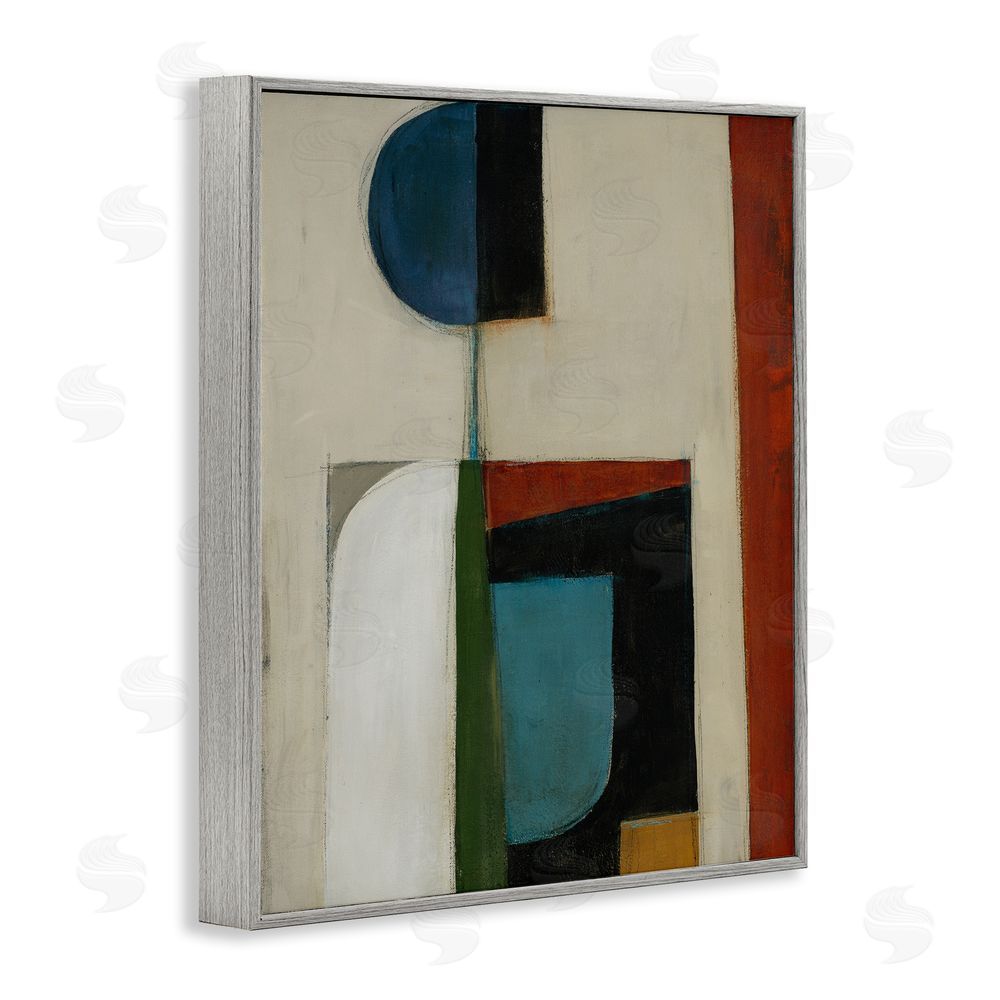 Kippi Leonard Balanced Abstract Structure Gray Framed Giclee Wall Art Print