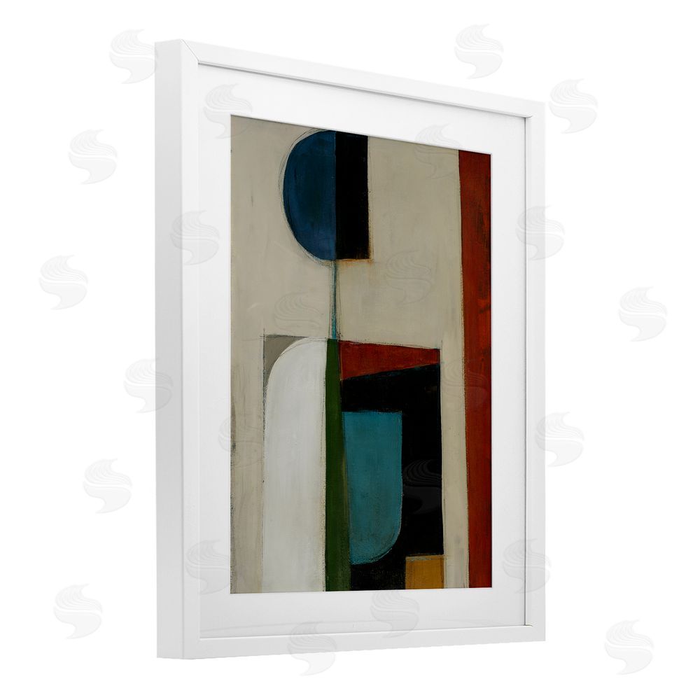 Kippi Leonard Balanced Abstract Structure White Framed Print Under Glass Wall Art